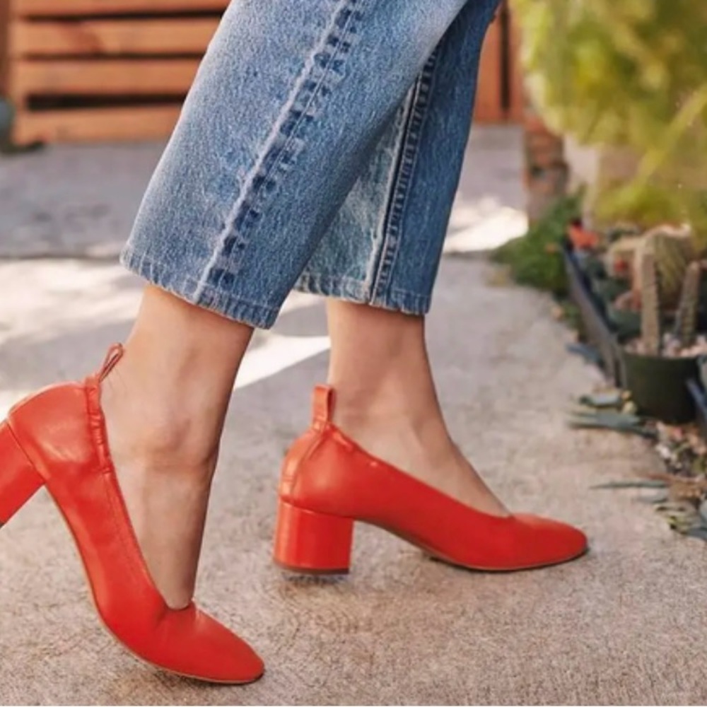 Everlane Day Heel in Poppy Red Leather